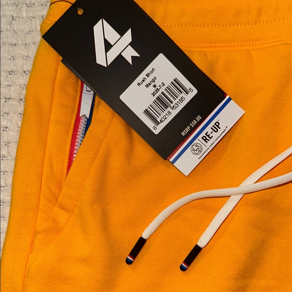 Vibrant Yellow Athletic Shorts with Elastic Waistband - Picture 6 of 6